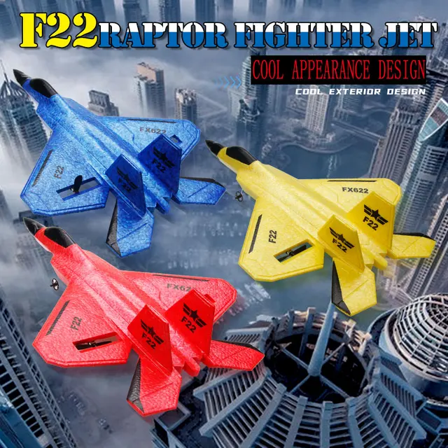 F22 aircraft Remote control fighter aircraft with lights Electric foam drone flying glider model toy suitable for children 2