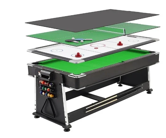 Home entertainment 4 in 1 Modern multi game billiard pool table with air hockey table tennis and dinning