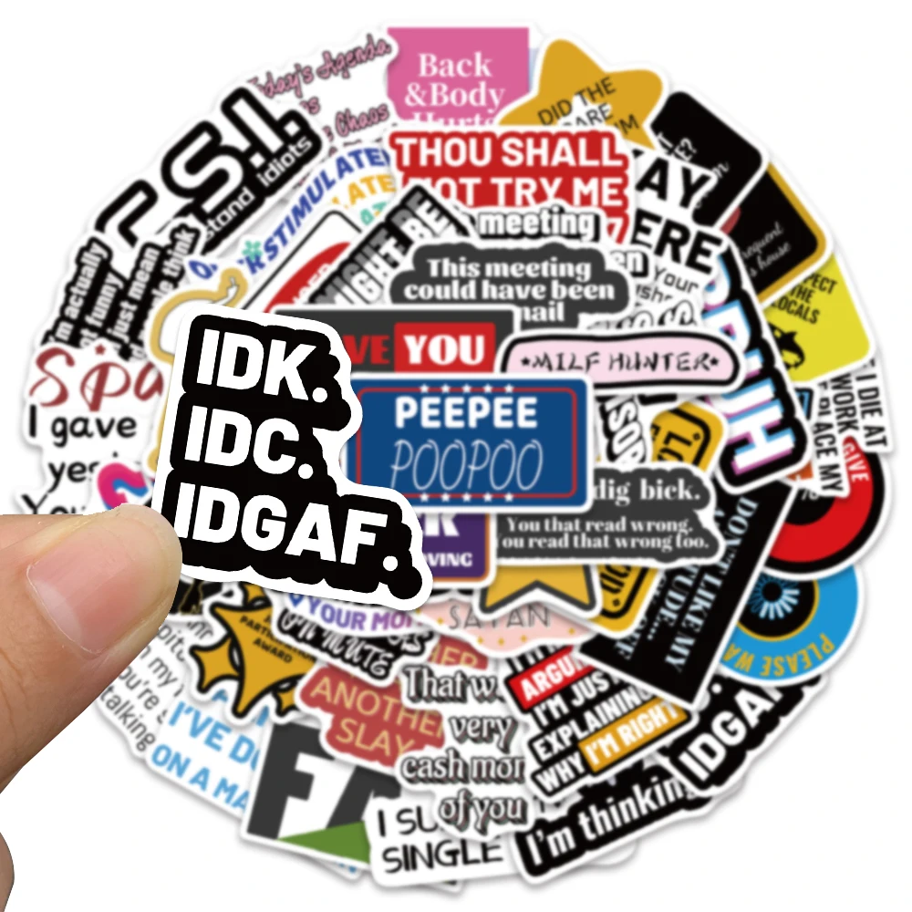 50PCS Funny Waterproof Stickers for Adults - Sarcastic and Cool Decals for Water Bottles, Laptops, and Scrapbooking
