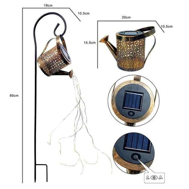 Napenergia -Öntözőkanna Lámpákkal Kültéri Kerti Lámpák Dekro Vízálló Lógó Lámpás Az Udvar Teraszához - Image 6