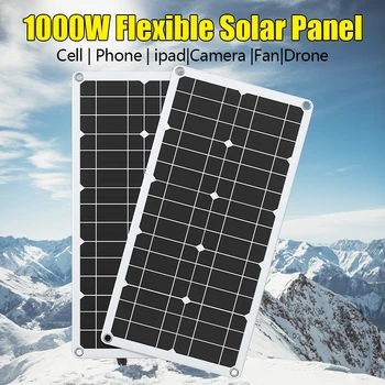 1000W High Efficiency Solar Charger Kit 18V - Flexible Monocrystalline Panel for Motorhome/Yacht/Outdoor/RV/Boat/Camping Light