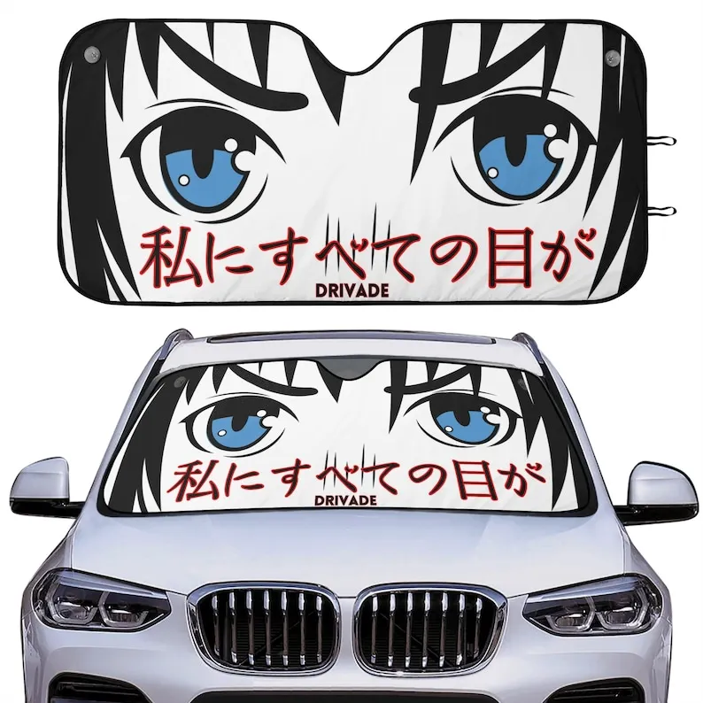 

Anime Eyes Car Sunshade Japanese Inspired Anime Character Design JDM Windshield Banner Eyes for Car JDM Car Accessories Japanese