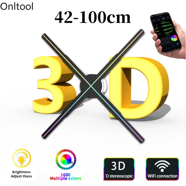 42-100CM 3D Hologram Fan Projector Wifi Display Advertising Logo Light Led Sign Holographic Lamp Three-Dimensional Projectors 1