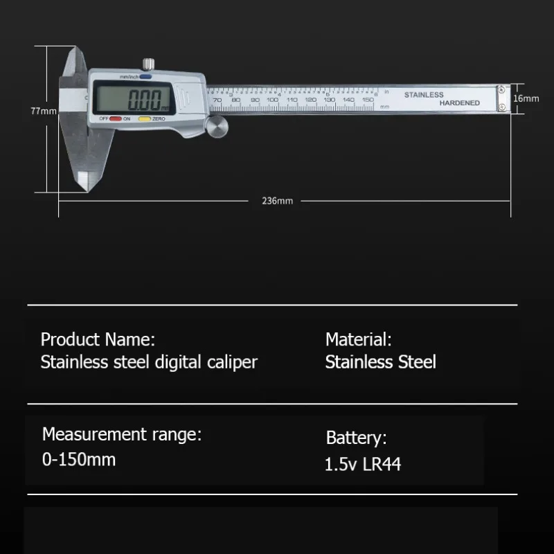 Vernier Caliper 6 Inch 150mm Digital Stainless Steel Micrometer Measuring Tool Depth Ruler Messschieber Paquimetro