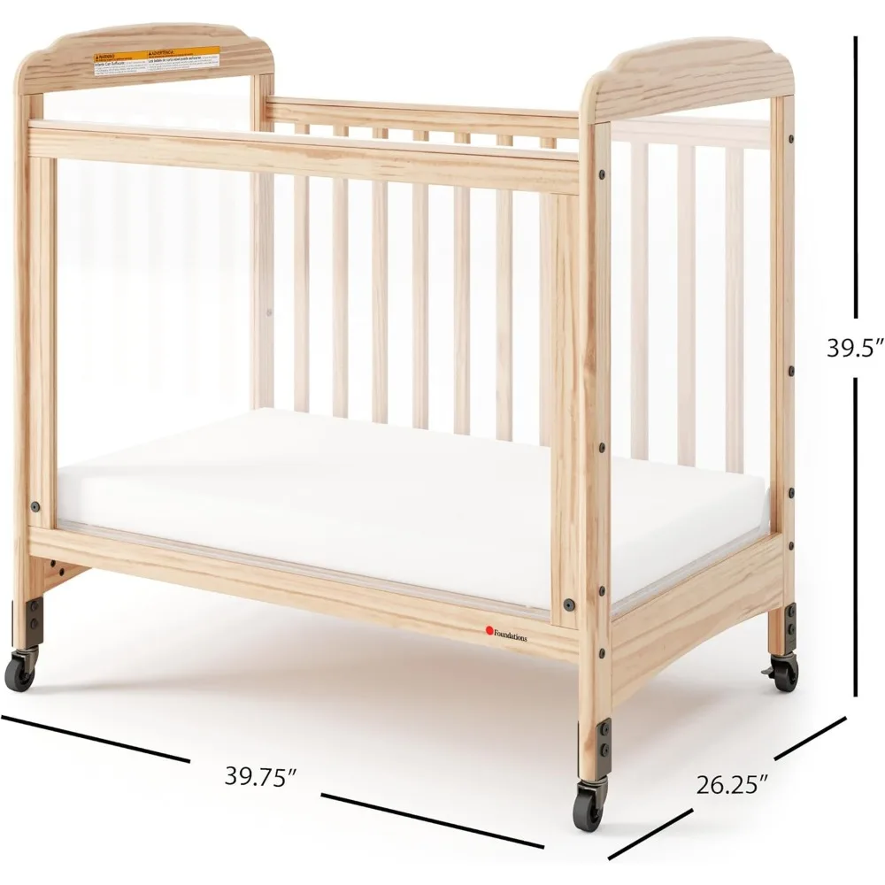 Serenity 3-Panel Clearview Compact Crib, Fixed-Side, Natural Wood 3