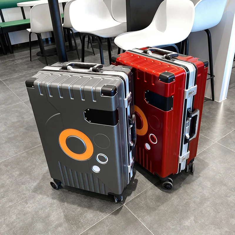 New men's and women's suitcase,20 inches,aluminum notebook Pocket on the front frame,TSA PC luggage,With Lock Rotating Wheels