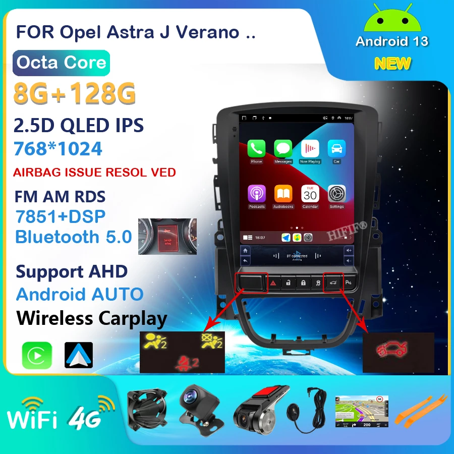 Auto android 13 multimedia radio player für opel astra j verano 2012 2015  2011-2015 gps navigation 2din stereo video 4g wifi - AliExpress