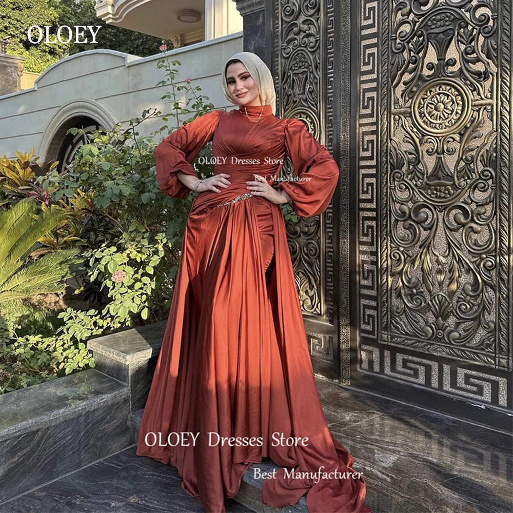 

OLOEY Modest Muslim Arabic Women Mermaid Evening Dresses Long Sleeves High Neck Dubai Kaftan Formal prom gowns 2023 Vestidos