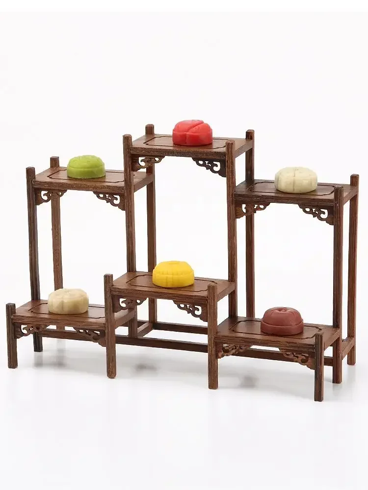 Vintage Mini Tables and Chairs, Dessert Plate, Sushi Wedding Dim Sum Display Rack, Wooden Tableware, New Chinese Style