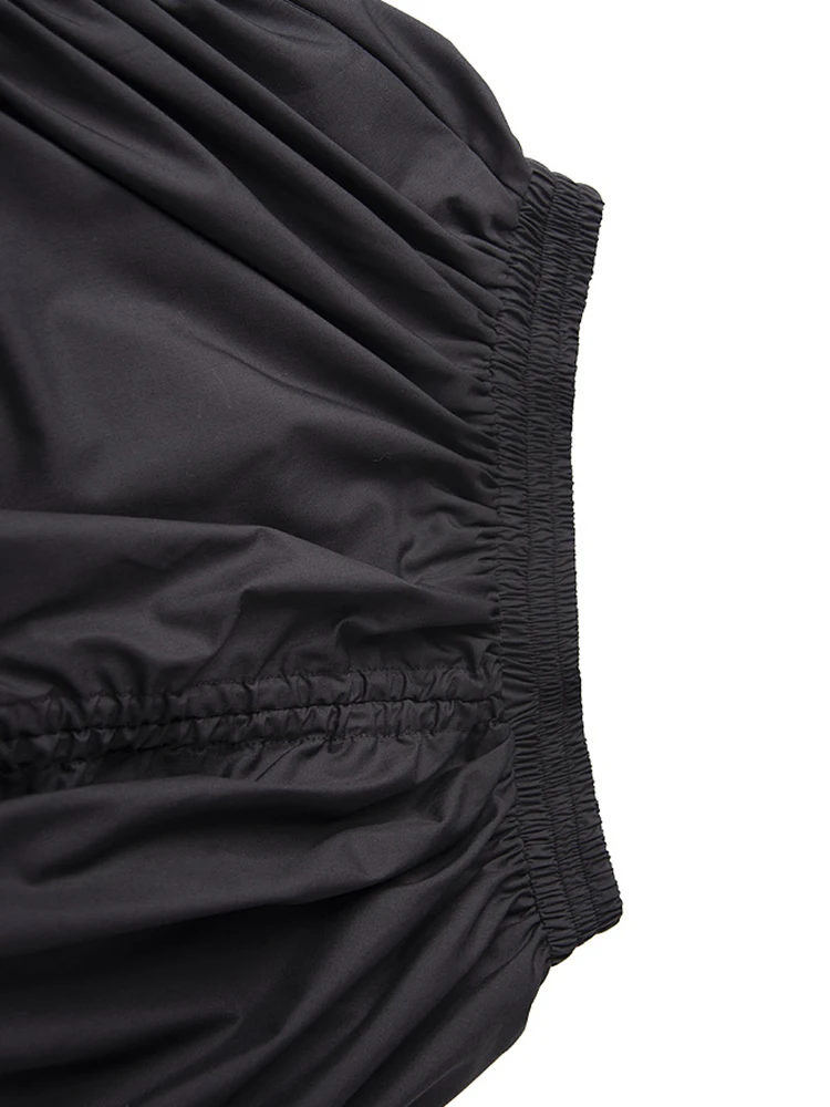[EAM] High Elastic Waist Black Irregular Hem Drawstring Half-body Skirt Women Fashion Tide New Spring Autumn 2026  1DJ0643