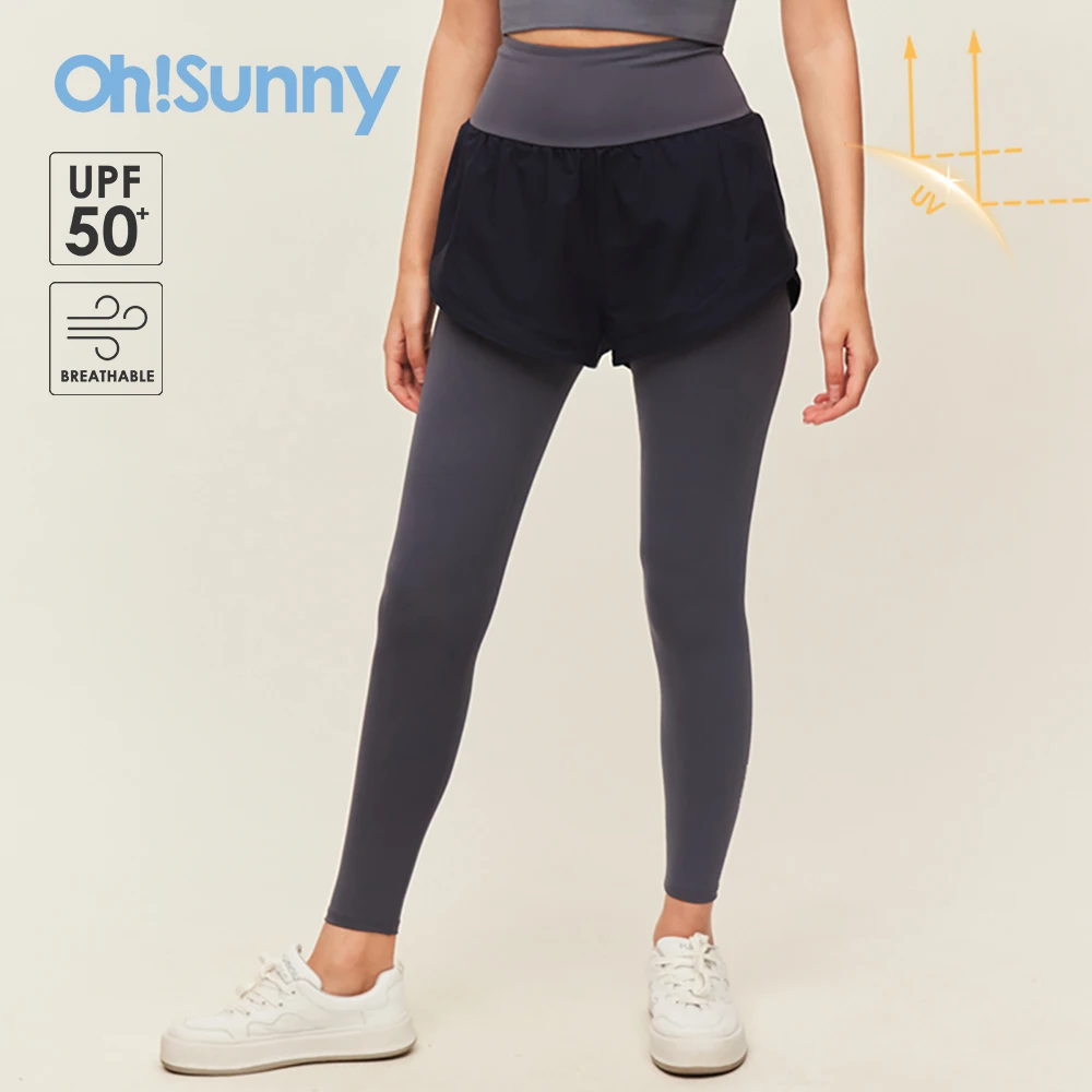 

Женские леггинсы для фитнеса и спортзала OhSunny, штаны для йоги, однотонная спортивная одежда, эластичные облегающие штаны с высокой талией для улицы