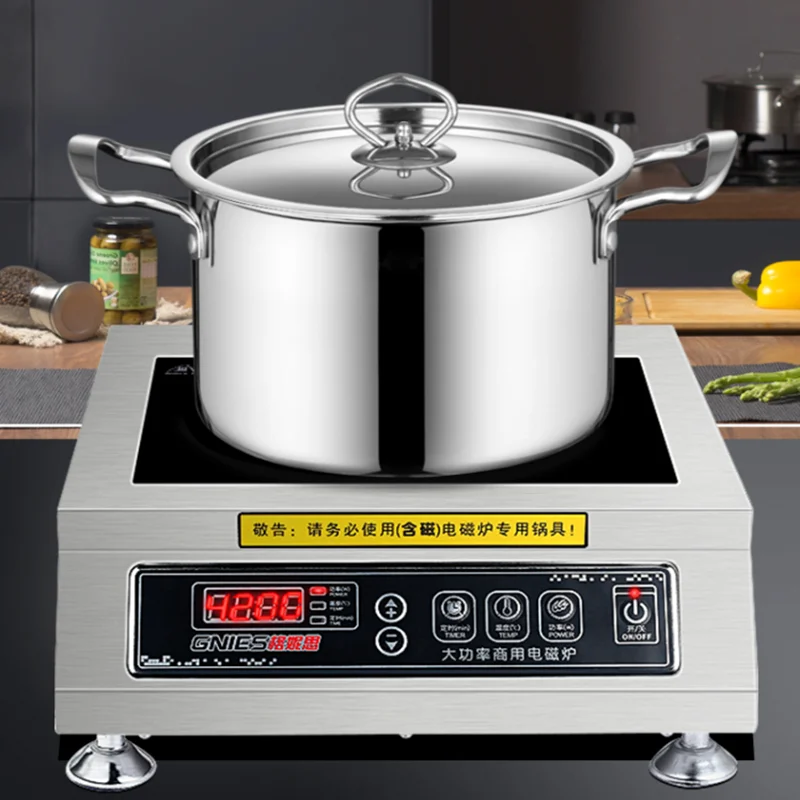 4200W Induction Cooker Flat Cooktop Commercial Cooking Machine Hot Pot Fry Soup Cooking Stove Induction Cooker 4