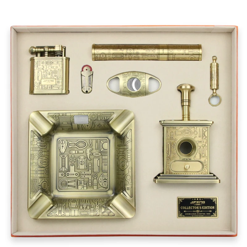 

CIGAR ASHTRAY tube cigar rack lighter scissors cigar set holder