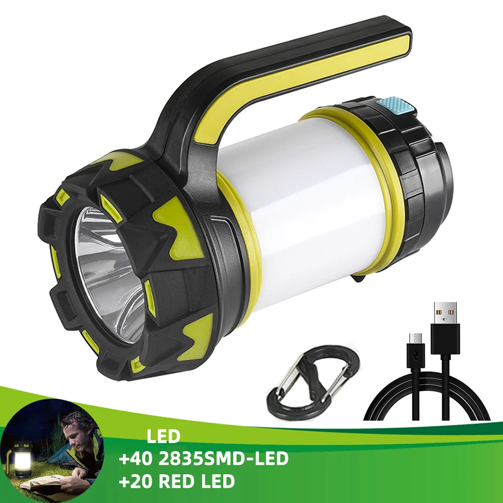 USB 충전식 야외 LED 손전등, 8000 루멘, 휴대용 다기능, 4 가지 모드, 캠핑 램프