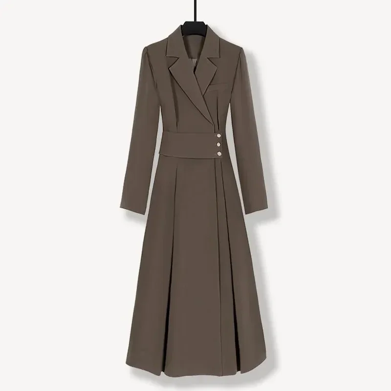 

Coffee Black Long Blazer Dress Winter Business Workwear Vestido Feminino Office Lady Elegant Outwear Women Fashion Dresses
