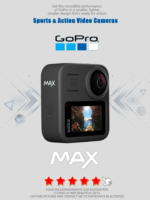 GoPro MAX - Waterproof 360 + Traditional Camera with Touch Screen Spherical  5.6K30 HD Video 16.6MP 360 Photos 1080p Live Streaming Stabilization 