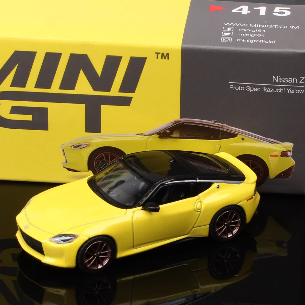 

Маленький миниатюрный 1/64 масштаб Nissan Z Proto Spec Ikazuchi желтая литая модель автомобиля Игрушечная машина коллекционные предметы подарок сувенир