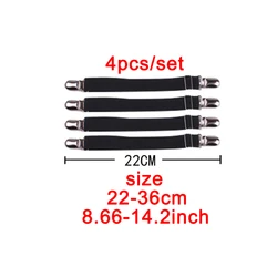 Elastic Bed Sheet Gripper Set - Adjustable Mattress Holder Fasteners (4 Pack) (22cm-black)