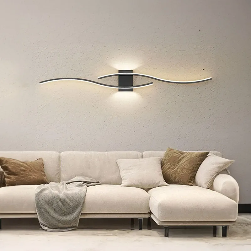 Modern Wall Lamp LED Black White Gold Background Decorative Light For Living Room Bedroom Bedside Indoor Lighting Fixture sconce