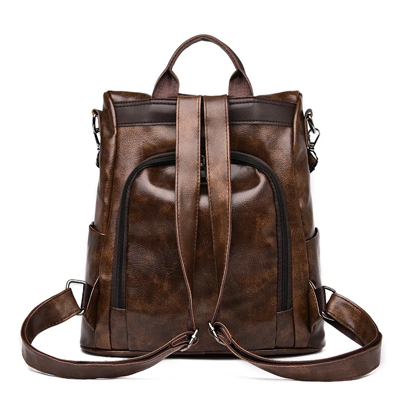 New Women's Backpack Fashion Soft Leather leisure bag Versatile Large Capacity Outdoor Travel Ladies Bag Students Bag