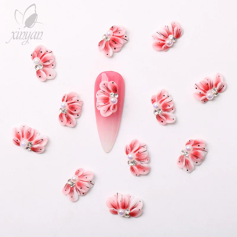 

2pcs Luxury Pearl Resin Flower Nail Art Charms 3D Mulri Acrylic Fairy Design Nail Decorations DIY Exquisite Manicure Accessories