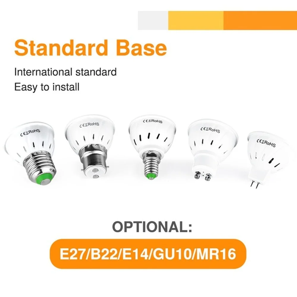 Фото Светодиодная лампа GU10 E27 E14 точечная Лампа 48 60 80LED s лампа 220 В GU 10 Светодиодная лампа MR16 точесветильник светильник B22 5 Вт 7 Вт 9 Вт №5