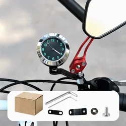 Aluminum Waterproof Luminous Dial Motorcycle and Bicycle Rearview Clock (Silver)