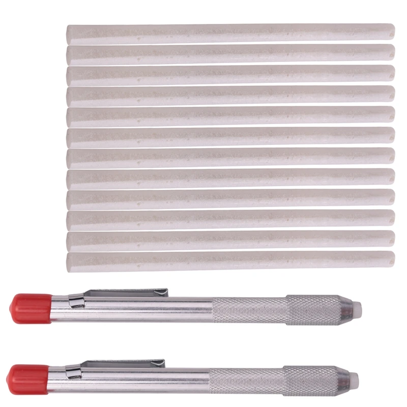 

2 Pcs Soapstone Holders Round Soapstone Marker Soapstone Pen With 12 Pcs Refills For Welding Tools And Markers Removable