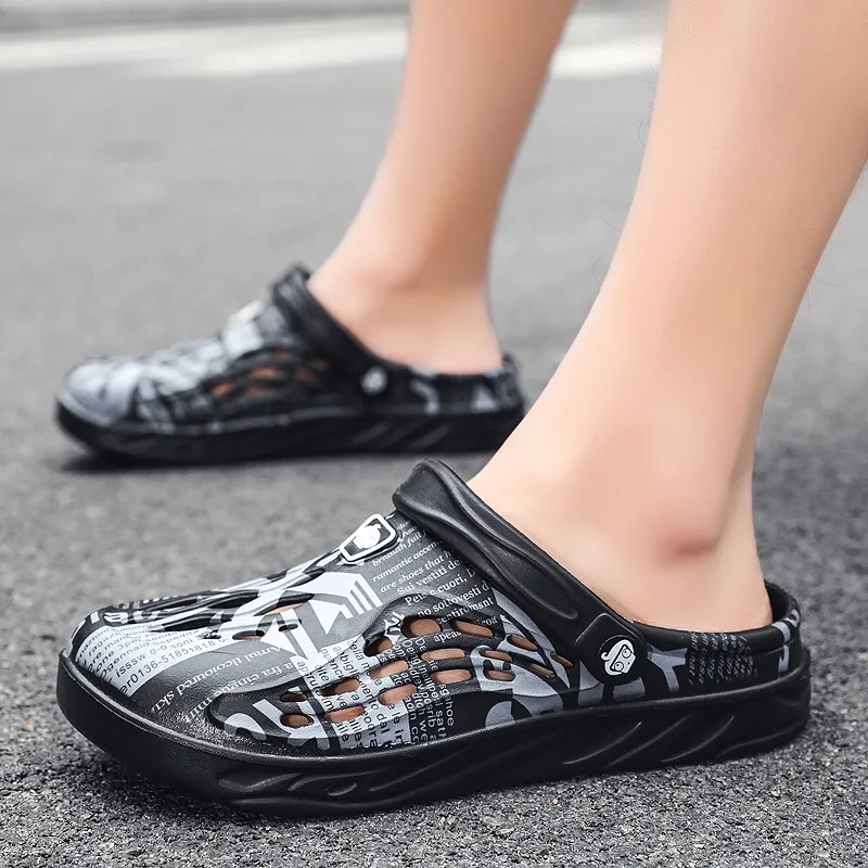 Men Summer Shoes Sandals Holes Sandals Hollow Breathable Flip Flops Clogs Shoes Fashion Beach Slippers Big Size 47 48 49 Leather Sandals Hole Shoes Summer Sandals