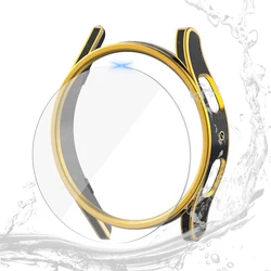 Waterproof Screen Protector and Durable PC Case with Tempered Glass Cover - Galaxy Watch 5 40mm (Gold Black)