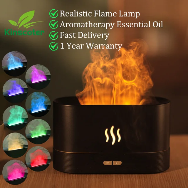 Kinscoter Aroma Diffuser Air Humidifier Ultrasonic Cool Mist Maker Fogger Led Essential Oil Flame Lamp Difusor 1