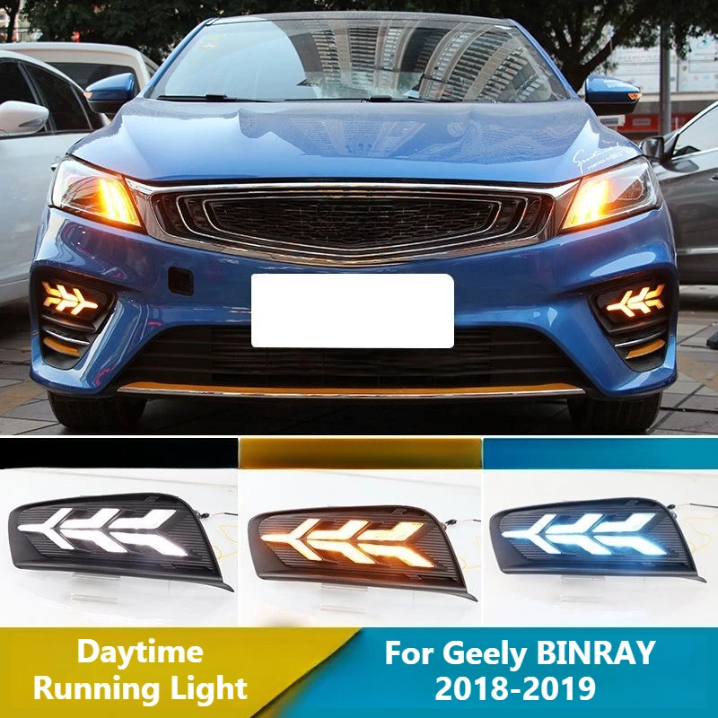 For Geely BINRAY 2018-2019 Car Led Daytime Running Lights DRL Dynamic Turn Signal Lamp Front Fog Light Modified 12V Daylights detail image 1