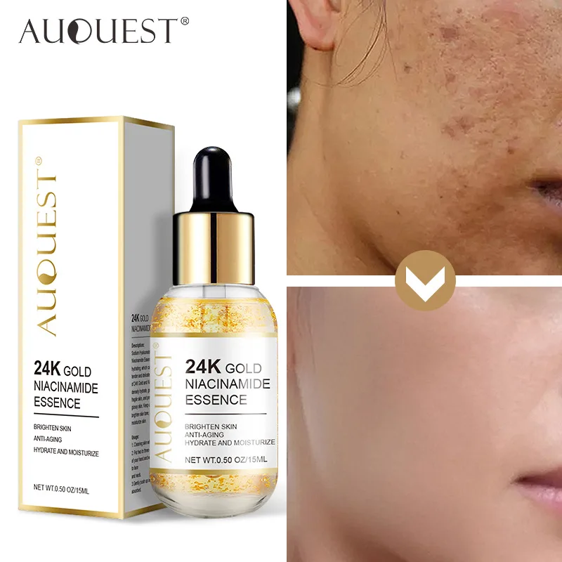

Отбеливающая эссенция 24K Gold Niacinamide, осветляющая сыворотка для лица с темными пятнами, увлажняющая сыворотка для лица, сужение пор, укрепляющий, антивозрастной уход за кожей