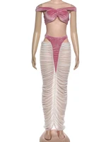 Cutenew – ensemble 2 pièces Coquette Sexy pour femmes, débardeur croisé en velours + jupe taille haute creuse patchwork, tenues de club assorties 6