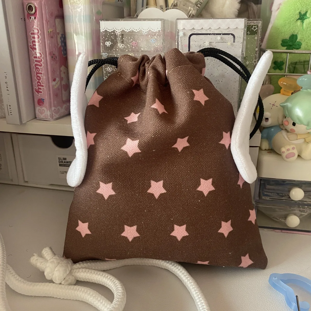 Portable Bundle Pocket Star Pattern Rope Drawstring Design Cosmetics Bag