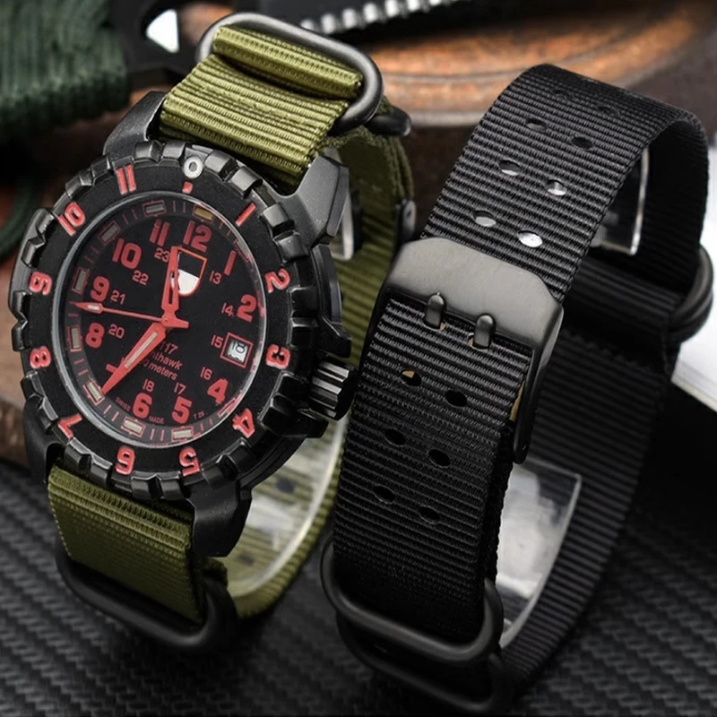 Cinturino In Nylon 22Mm 23Mm Nero Army Green Zulu Per Cinturino In Tessuto Di Tela Di Nylon Nato Per Luminox Per Omega Watch Band Sports