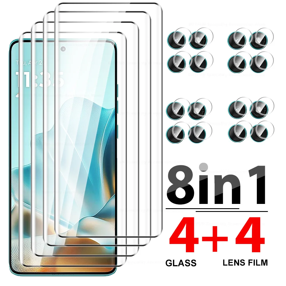 Enhanced Tempered Glass Case with Screen and Camera Lens Protector Film - 8-in-1 Protection Set