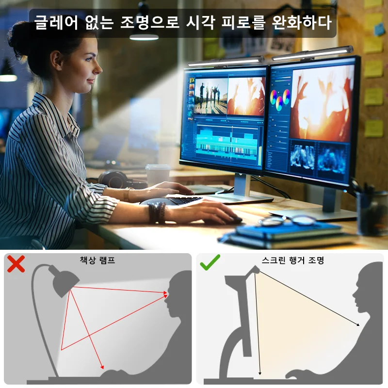 리모컨 모션 램프 포함 모니터 LED 모니터 조명, 눈 보호, USB 스크린 걸이식 조명, 무단 조도 조절 RGB