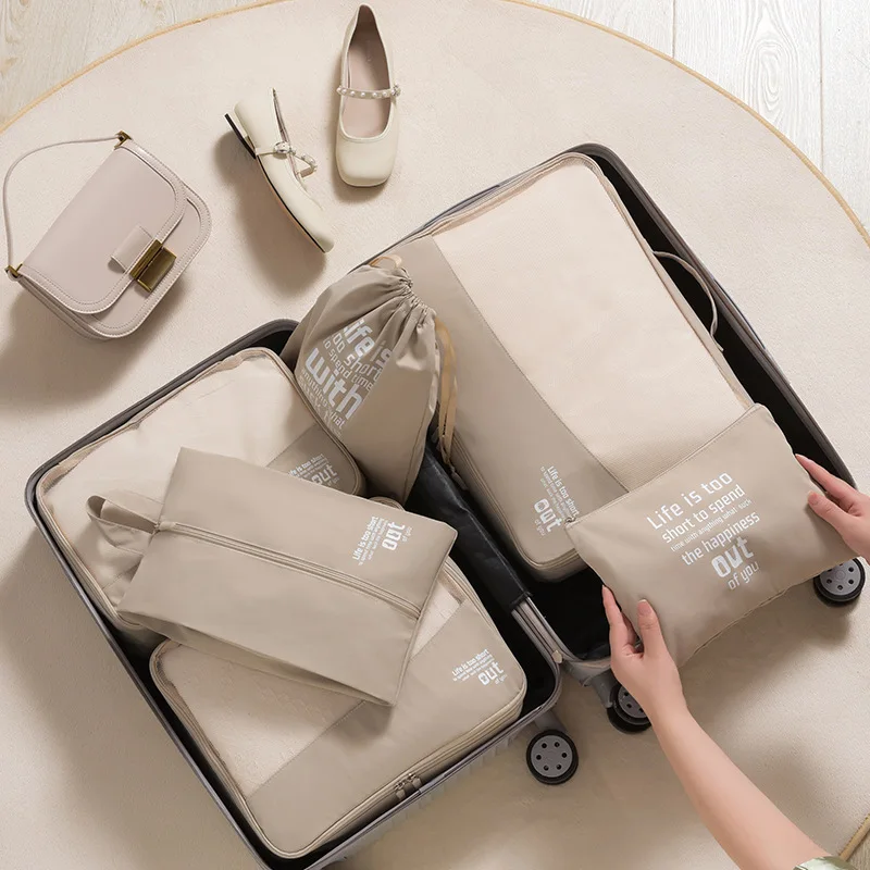 6Pcs/set Travel Storage Bag Suitcase Packing Set Clothing Shoes Cosmetics Underwear Storage Box Portable Luggage Storage Bag