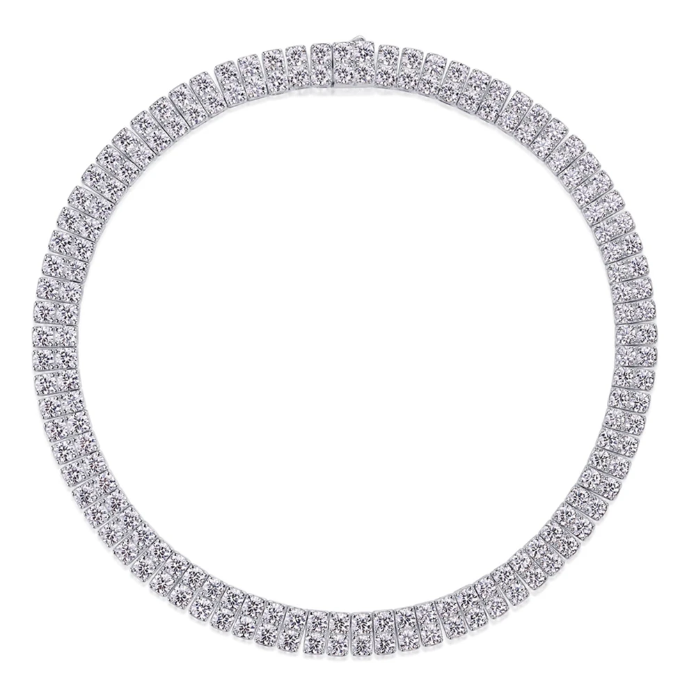 Wong Rain Luxury 100% 925 Sterling Silver VVS1 3EX D Color Real Moissanite Diamonds Gems 4MM Tennis Chain Necklace Jewelry GRA 2