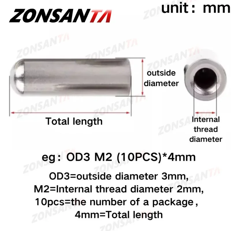 Cylindrical Locating Dowel Pin M2 M3 M4 M5 M6 Dowel Inner Thread Screw Nut Single Round Head 304 Stainless Steel Cylindrical Pin