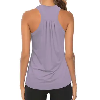 Sleeveless Racerback Yoga Vest Athletic Fitness Sport Tank Tops Gym Running Training Yoga Shirts Workout Tops for Women 4