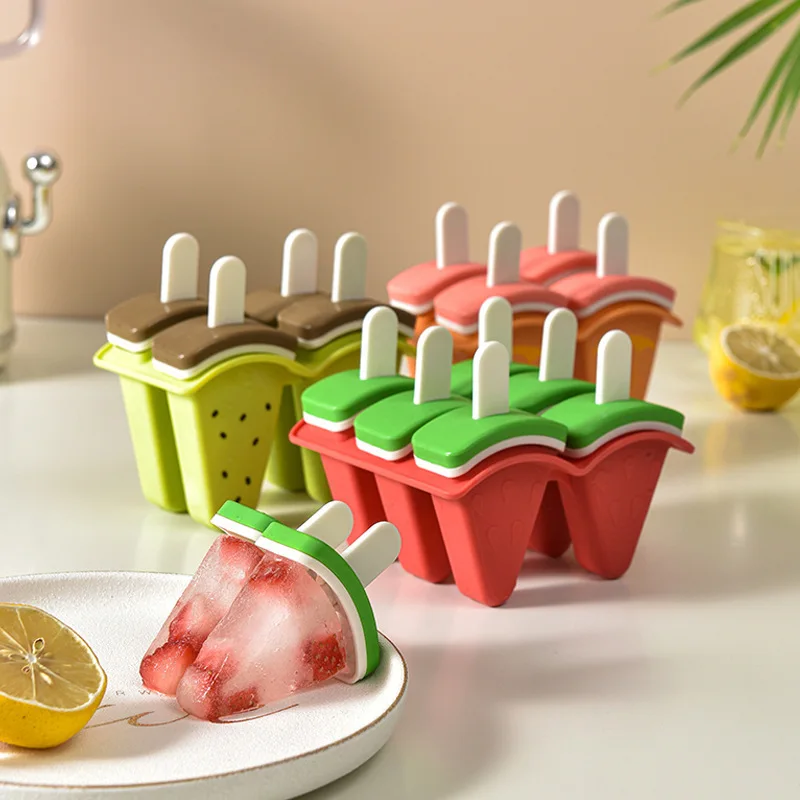 

Ice Cream Popsicle Mold Cartoon Watermelon Ice Mold Creative DIY Food Grade Plastic Daily Ice Cubes Making Multiple Shapes