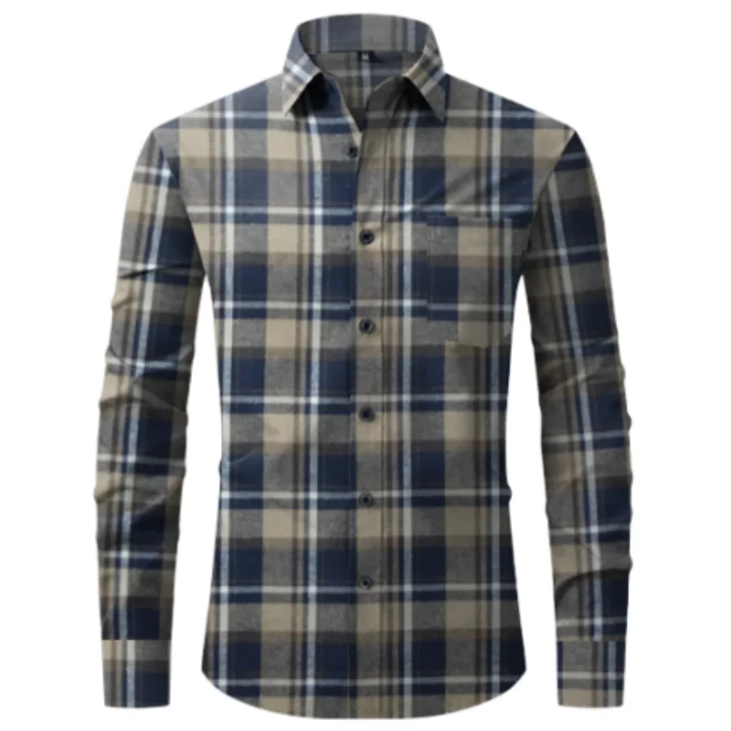 Summer New Striped Shirt Men's Single-breasted Shirts Masculina Long Sleeve Male Clothing Formal Casual Plaid Men's Cotton Shirt