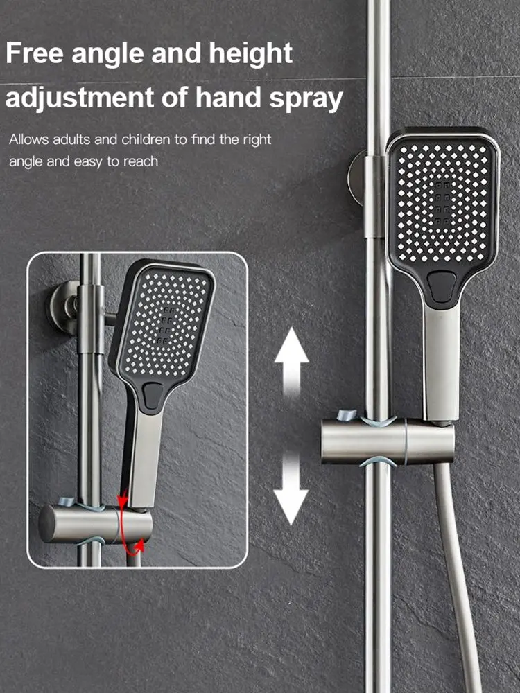 Digital display smart showerhead Set LED Brass Taps Stainless Steel Spray Grey Smart Shower Head shower head,shower set