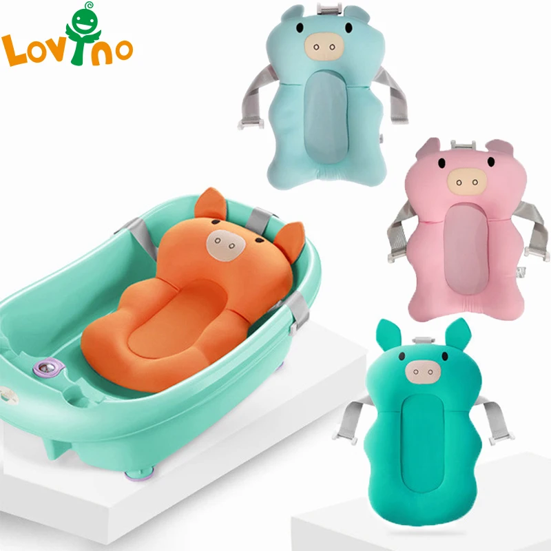 Baby Bath Seat Support Mat Soft Breathable Mesh Baby Bath Tub Pad Newborn Bath Pillow Baby Anti-Slip Anti-Choking Bath Cushion