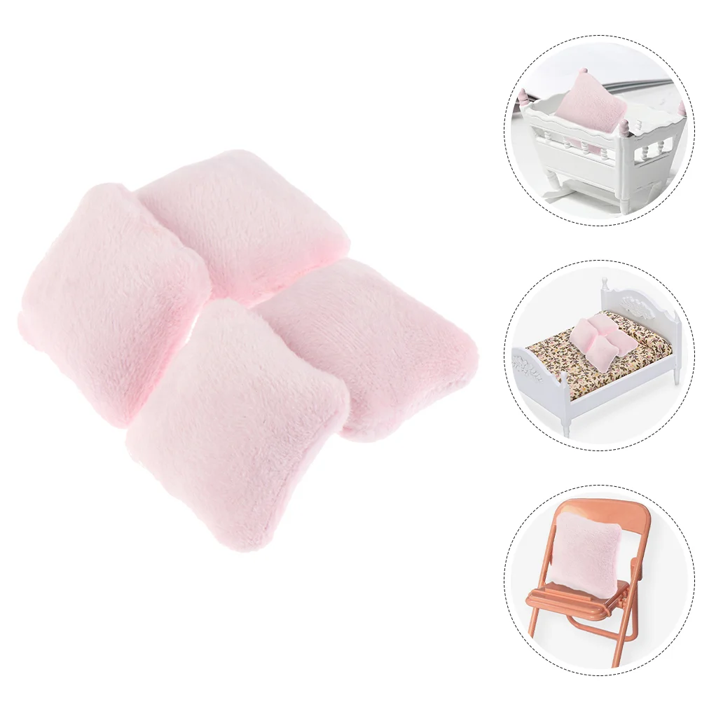 

4Pcs Dollhouse Miniature Pillow Cushions Sofa Pillows Miniature Throw Pillows Sofa Cushions Furniture Model Toy Dollhouse