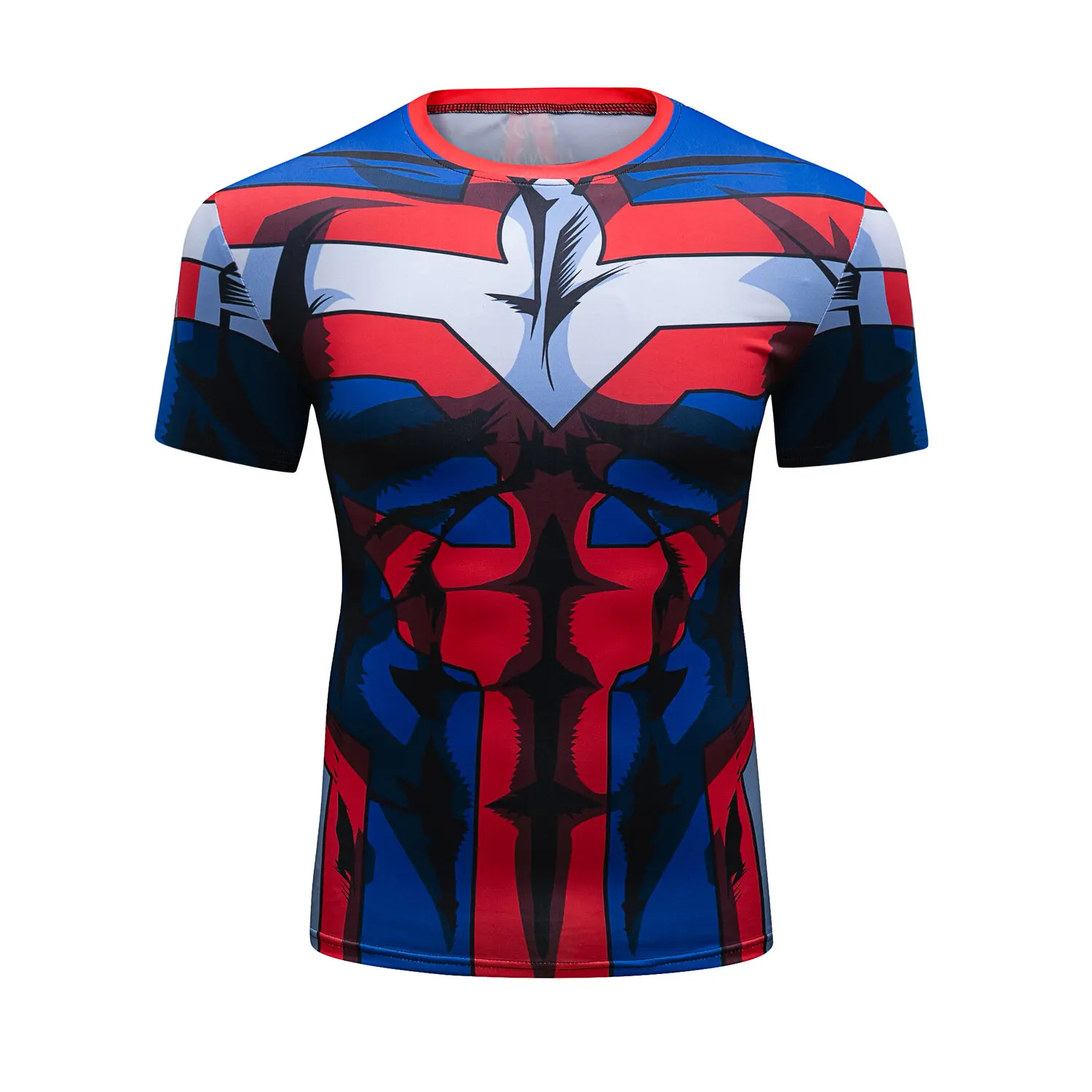 

Men's Compression Shirts Short Sleeve Print Breathable Shirt Fitness Running Sports Training Fashion Baselayer Tee（211463）