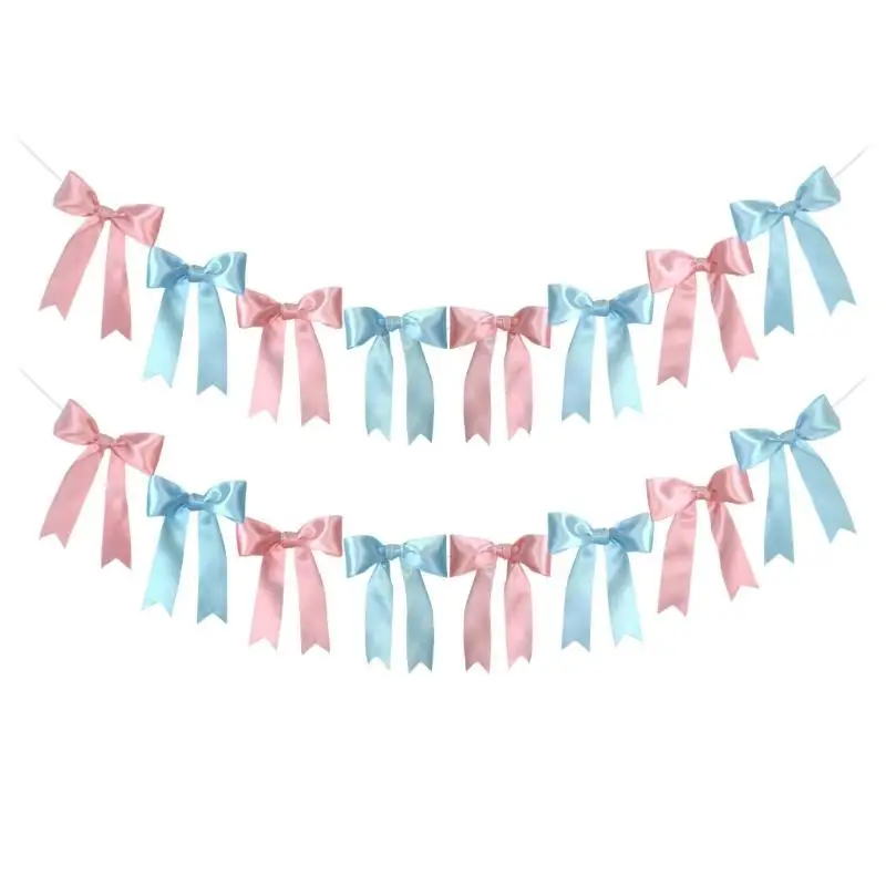 E8BD Nastri bowknot preinfilati lunghi 2 m, ideali per forniture per feste anniversario matrimonio - immagine 5