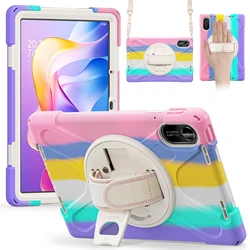 Heavy Duty Protective Tablet Case with Shoulder Strap - PC + Silicone Cover for Redmi Pad2 11 2025 (Colorful pink)